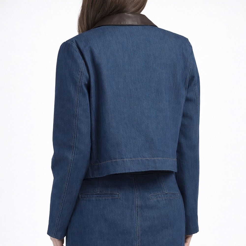 HOUSE OF HARLOW 1960
Collar Denim Jacket Denim Blue Size 6 - Picture 4 of 6